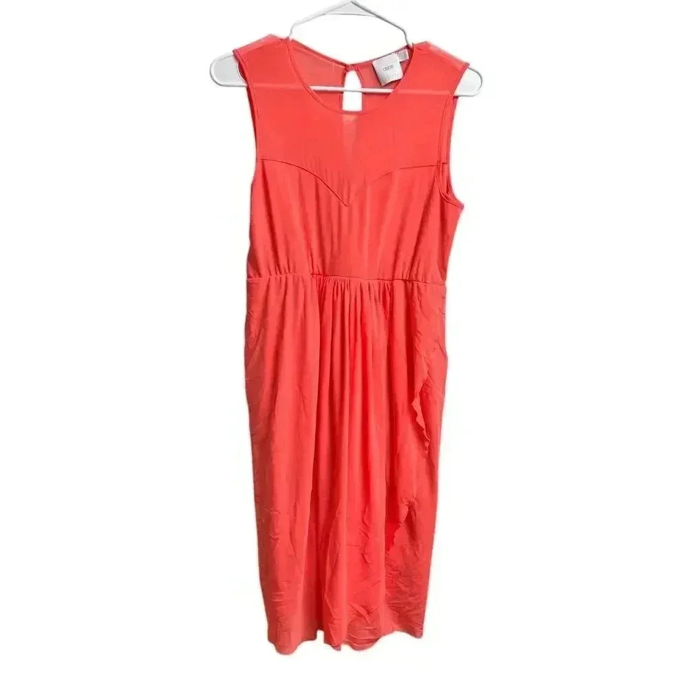 Asos Maternity Mesh Keyhole Dress Peach/Orange Size 6
